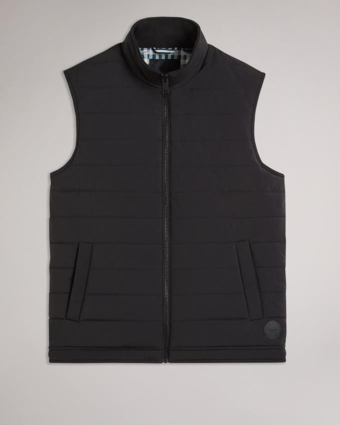 Gilet Ted Baker Showerproof Quilted Nylon Gilet Noir Homme | BII-12407793